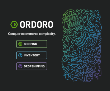 Ordoro's three different apps the words "Shipping," "Inventory," and "Dropshipping" words outlined under the Ordoro logo.