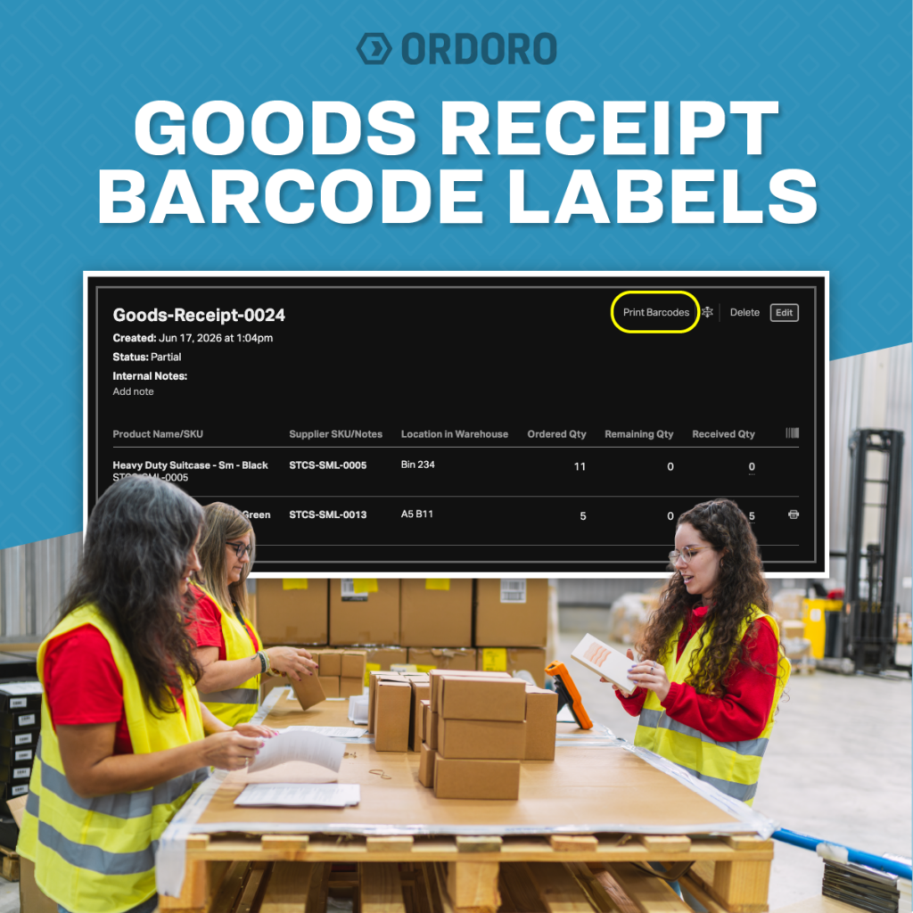 Print Barcode Labels While Receiving Inventory in Ordoro